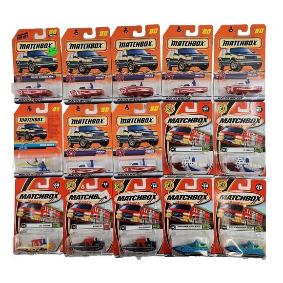 Matchbox Police Boat Sea Speeder Ice Breaker Diecast Vehicles Lot of 15 MOC - Picture 1 of 16
